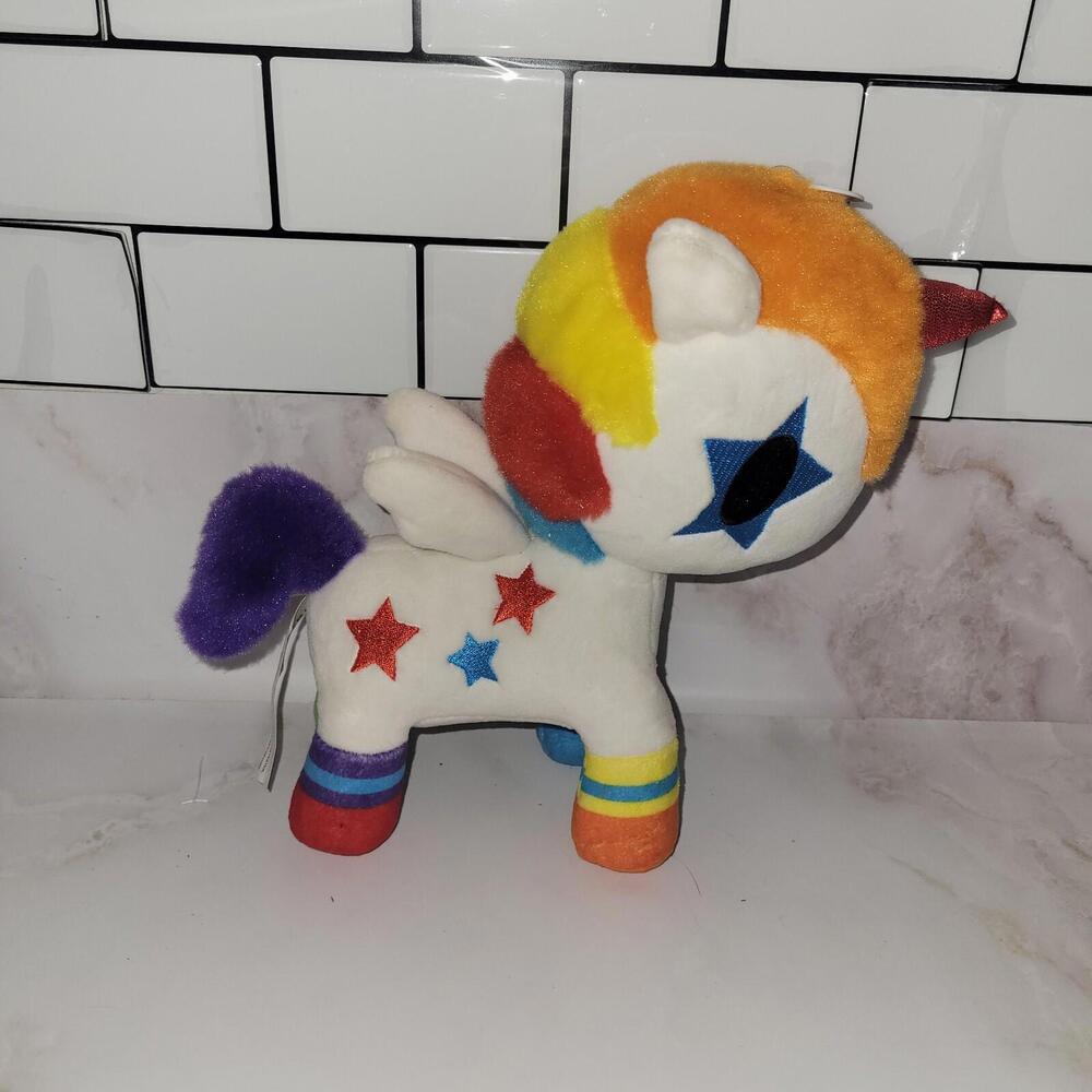 Aurora Tokidoki Unicorno Rainbow Neon Star Bowie Plush 12” White Stuffed Animal